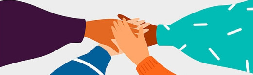 Vier Hände übereinandergelegt - Zeichnung